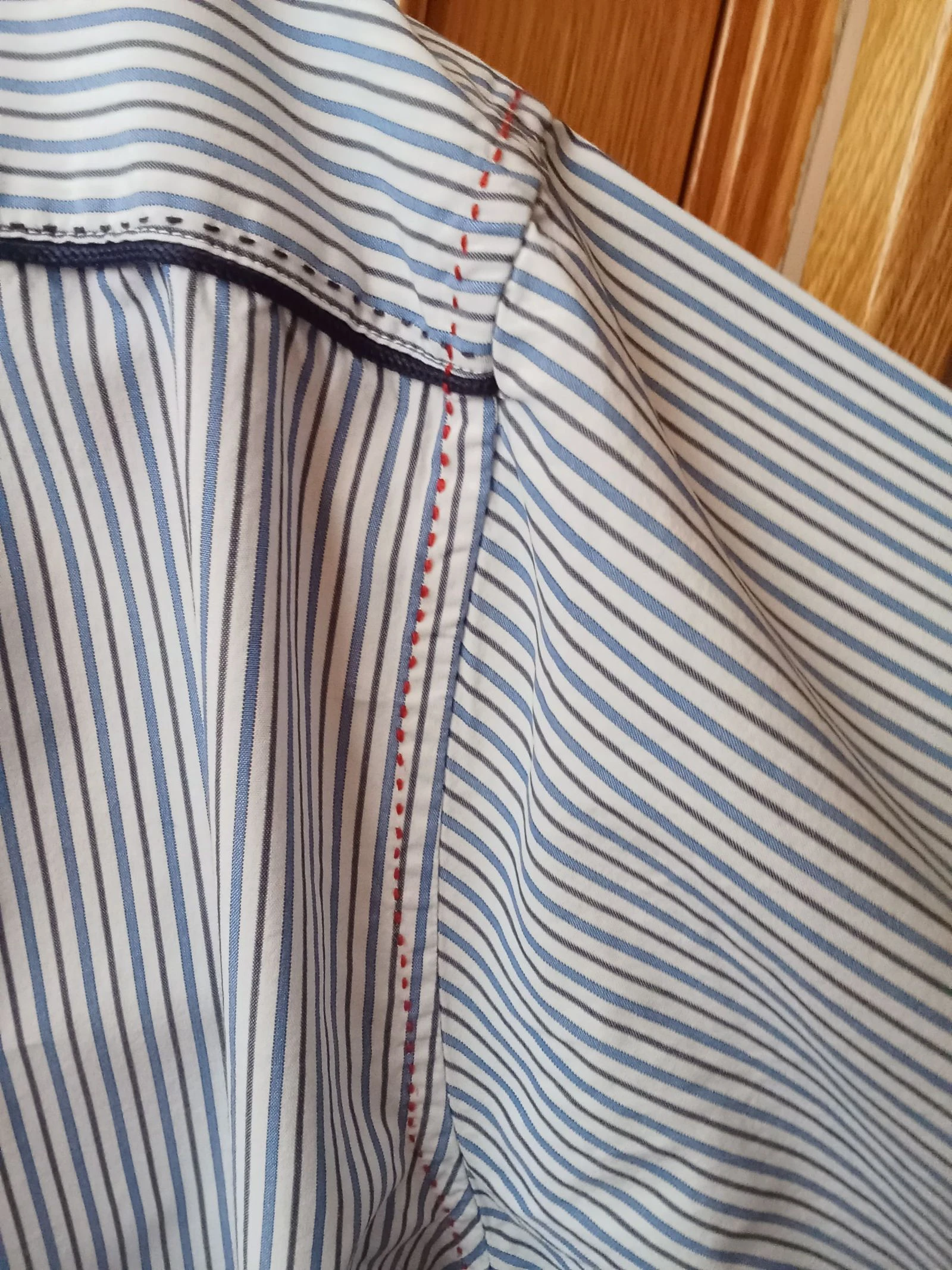 Camisa de homem riscas azuis e brancas tamanho XL nova 100% algodão – photo 14